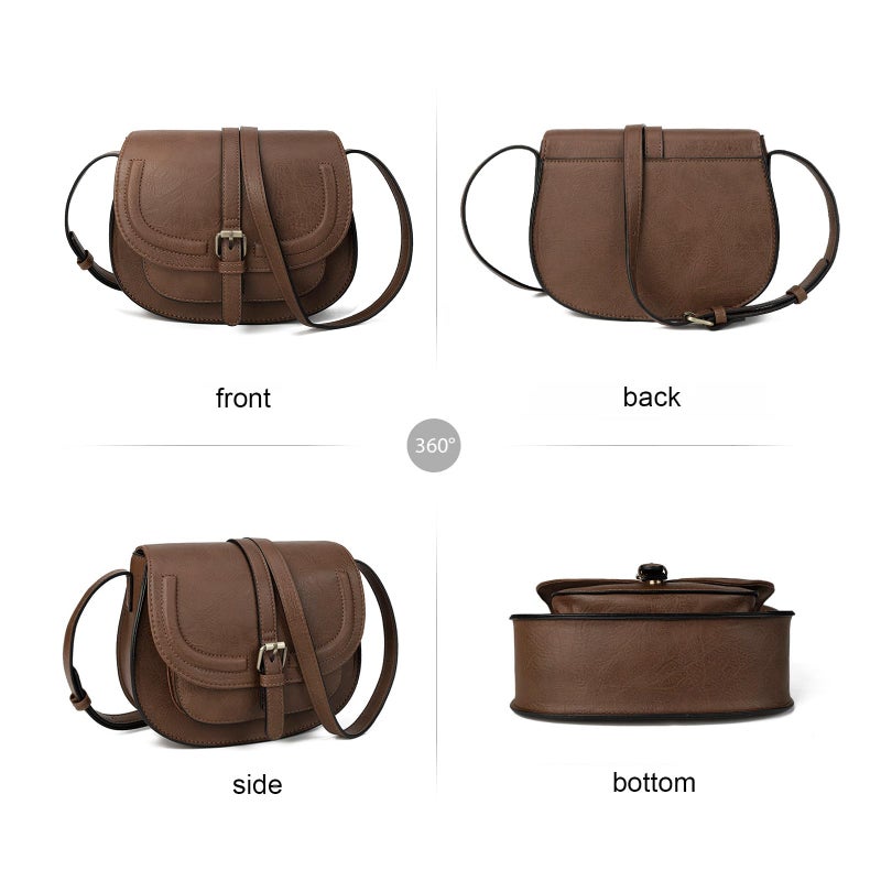 AFKOMST Crossbody Bags for Women,Small Saddle Purse and Boho Cross Body Handbags,Vegan Leather - Image 4